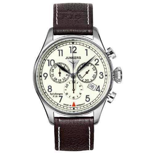 Image of Junkers SPITZBERGEN F13 rustfri stål Ronda 5030.D Swiss made quartz urværk med 6 ædelsten Herre ur, model 6186-5